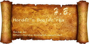 Hordós Boglárka névjegykártya